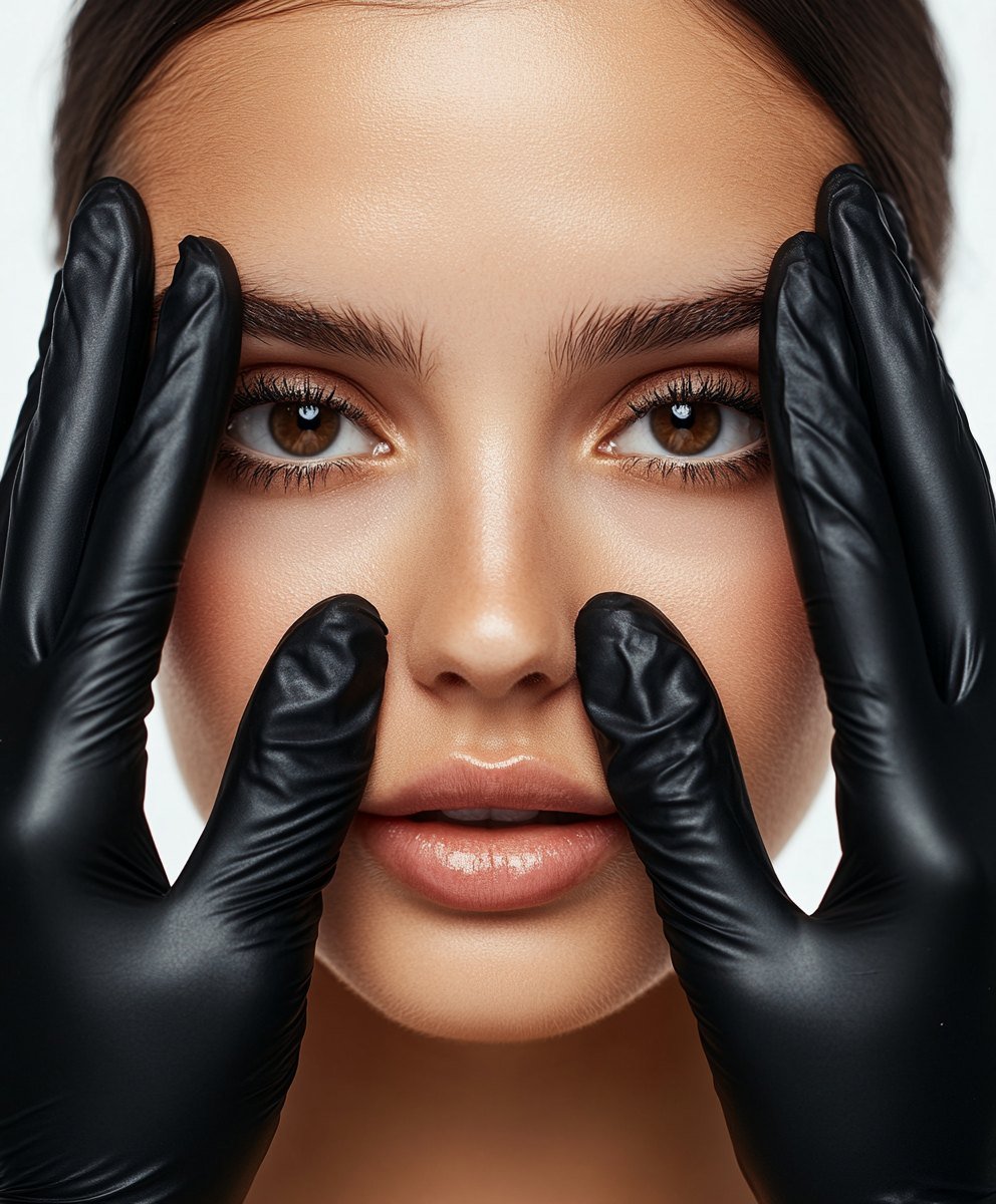 Gloved hands framing a woman’s face during a dermal filler assessment at Anato Aesthetics in Scottsdale